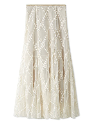 Layered Tulle Plaid Maxi Skirt in IVORY, Premium Fashionable Women's Skirts & Skorts at SNIDEL USA.