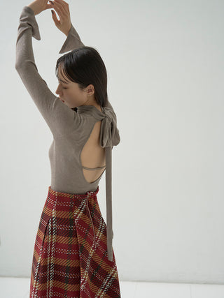 Plaid Long Circle Skirt in Red, Premium Fashionable Women's Skirts & Skorts at SNIDEL USA