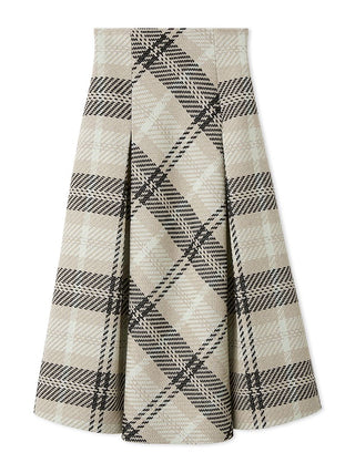 Plaid Long Circle Skirt in Ivory, Premium Fashionable Women's Skirts & Skorts at SNIDEL USA