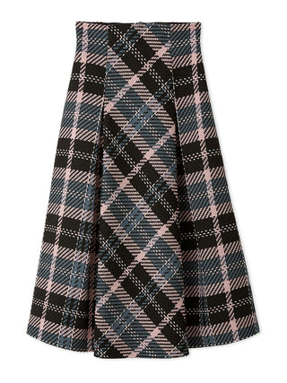 Plaid Long Circle Skirt in Black, Premium Fashionable Women's Skirts & Skorts at SNIDEL USA