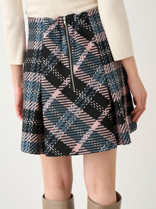 Vintage High-Waisted Plaid Flared Mini Skirt