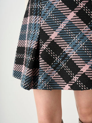 Vintage High-Waisted Plaid Flared Mini Skirt