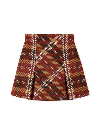 Vintage High-Waisted Plaid Flared Mini Skirt in Red, Premium Fashionable Women's Skirts & Skorts at SNIDEL USA