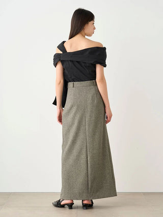 Front Slit High-Waist Wrap Skirt in MIX, Premium Fashionable Women's Skirts & Skorts at SNIDEL USA.