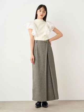 Front Slit High-Waist Wrap Skirt in MIX, Premium Fashionable Women's Skirts & Skorts at SNIDEL USA.