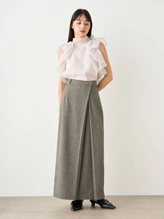 Front Slit High-Waist Wrap Skirt in MIX, Premium Fashionable Women's Skirts & Skorts at SNIDEL USA.