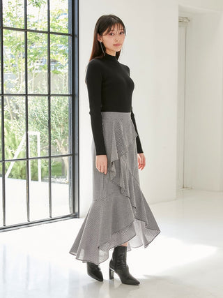 Mermaid High-Waisted Ruffle Midi Skirt in Gray, Premium Fashionable Women's Skirts & Skorts at SNIDEL USA