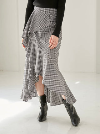 Mermaid High-Waisted Ruffle Midi Skirt in Gray, Premium Fashionable Women's Skirts & Skorts at SNIDEL USA