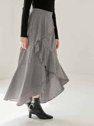 Mermaid High-Waisted Ruffle Midi Skirt in Gray, Premium Fashionable Women's Skirts & Skorts at SNIDEL USA