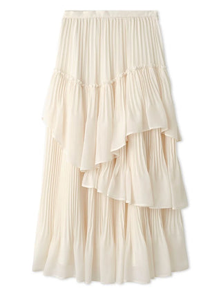 Voluminous Layered Ruffle Midi Skirt in White, Premium Fashionable Women's Skirts & Skorts at SNIDEL USA