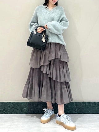 Voluminous Layered Ruffle Midi Skirt