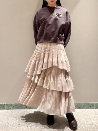 Voluminous Layered Ruffle Midi Skirt