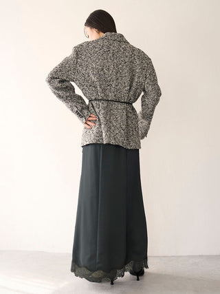 【Coming Soon】Hem Lace Satin Pencil Skirt