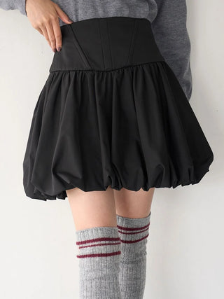 Balloon Mini Skirt in Black, Premium Fashionable Women's Skirts & Skorts at SNIDEL USA