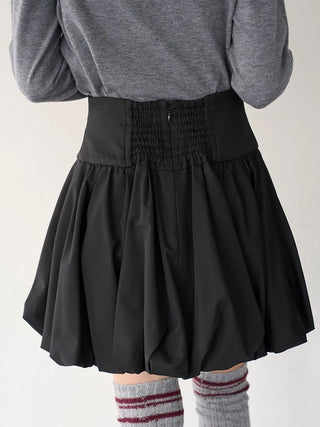 Balloon Mini Skirt in Black, Premium Fashionable Women's Skirts & Skorts at SNIDEL USA