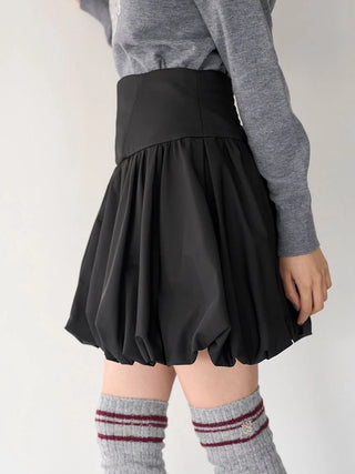 Balloon Mini Skirt in Black, Premium Fashionable Women's Skirts & Skorts at SNIDEL USA