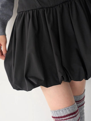 Balloon Mini Skirt in Black, Premium Fashionable Women's Skirts & Skorts at SNIDEL USA