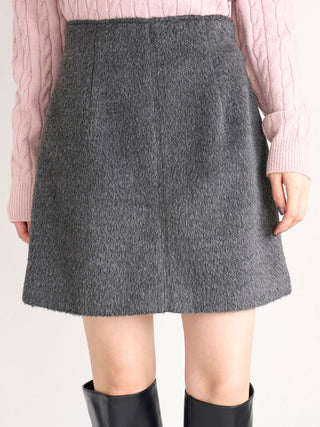 Shaggy Box Mini Skirt in Gray, Premium Fashionable Women's Skirts & Skorts at SNIDEL USA