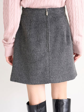 Shaggy Box Mini Skirt in Gray, Premium Fashionable Women's Skirts & Skorts at SNIDEL USA