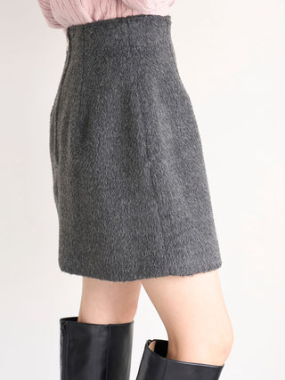 Shaggy Box Mini Skirt in Gray, Premium Fashionable Women's Skirts & Skorts at SNIDEL USA