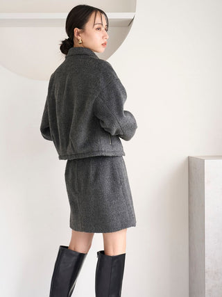 Shaggy Box Mini Skirt in Gray, Premium Fashionable Women's Skirts & Skorts at SNIDEL USA