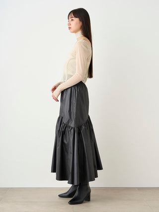 Woman in Belted Gathered Flare Skirt