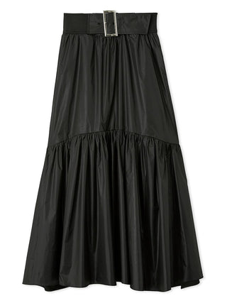 Black  Belted Gathered Flare Skirt