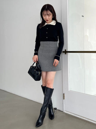 Variety Structure Mini Skirt in Gray, Premium Fashionable Women's Skirts & Skorts at SNIDEL USA