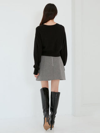 Variety Structure Mini Skirt in Gray, Premium Fashionable Women's Skirts & Skorts at SNIDEL USA