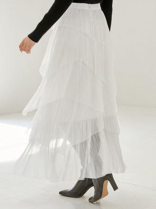 Pleated Tiered Tulle Skirt