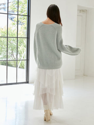 Pleated Tiered Tulle Skirt