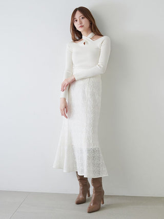 Vintage-Inspired Lace Midi Flare Skirt