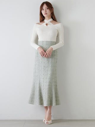 Vintage-Inspired Lace Midi Flare Skirt in Mint, Premium Fashionable Women's Skirts & Skorts at SNIDEL USA