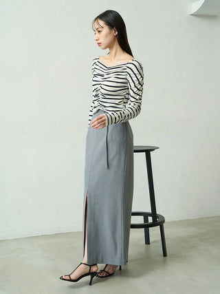 Sustainable High-Waisted Maxi Pencil Slit Skirt