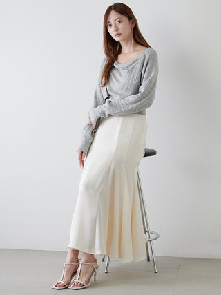 Satin Midi Mermaid Skirt in Ivory, Premium Fashionable Women's Skirts & Skorts at SNIDEL USA