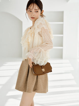 High-Waisted Structured Mini Skirt in Beige, Premium Fashionable Women's Skirts & Skorts at SNIDEL USA