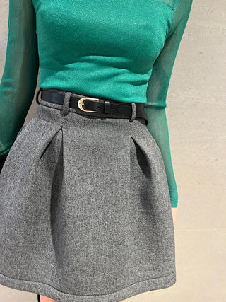 Belted Structured Mini Skirt