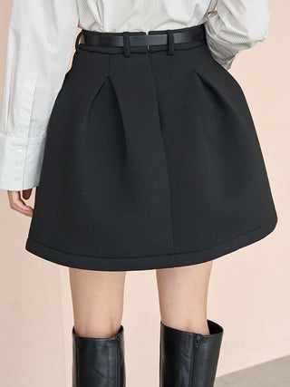 High-Waisted Structured Mini Skirt in Black, Premium Fashionable Women's Skirts & Skorts at SNIDEL USA