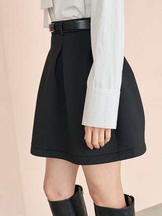 High-Waisted Structured Mini Skirt in Black, Premium Fashionable Women's Skirts & Skorts at SNIDEL USA