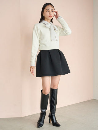 High-Waisted Structured Mini Skirt in Black, Premium Fashionable Women's Skirts & Skorts at SNIDEL USA