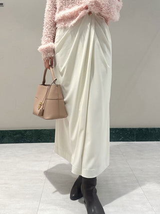 Asymmetrical Ruched High-Waist Maxi Skirt in Ivory, Premium Fashionable Women's Skirts & Skorts at SNIDEL USA