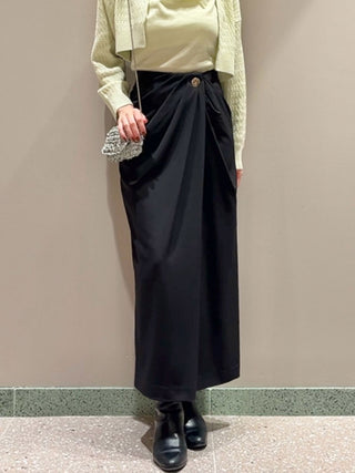 Asymmetrical Ruched High-Waist Maxi Skirt