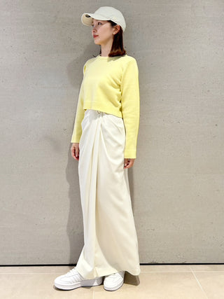 Asymmetrical Ruched High-Waist Maxi Skirt in Ivory, Premium Fashionable Women's Skirts & Skorts at SNIDEL USA