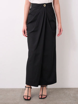 Asymmetrical Ruched High-Waist Maxi Skirt