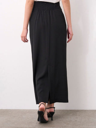 Asymmetrical Ruched High-Waist Maxi Skirt in Black, Premium Fashionable Women's Skirts & Skorts at SNIDEL USA