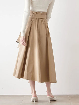 Asymmetrical High-Waisted Button-Up Midi Skirt in BEIGE, Premium Fashionable Women's Skirts & Skorts at SNIDEL USA.