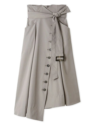 Asymmetrical High-Waisted Button-Up Midi Skirt in GRAY, Premium Fashionable Women's Skirts & Skorts at SNIDEL USA.