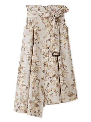 Asymmetrical High-Waisted Button-Up Midi Skirt in FLOWER, Premium Fashionable Women's Skirts & Skorts at SNIDEL USA.