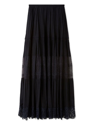 Boho Lace High-Waisted Ruffled Maxi Skirt