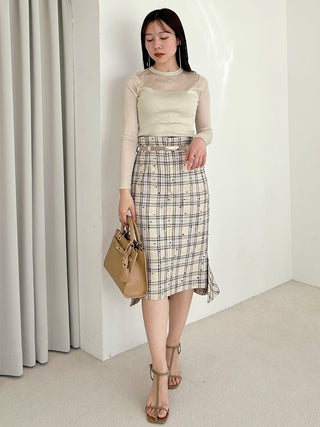 Belted Mid-Length Pencil Skirt